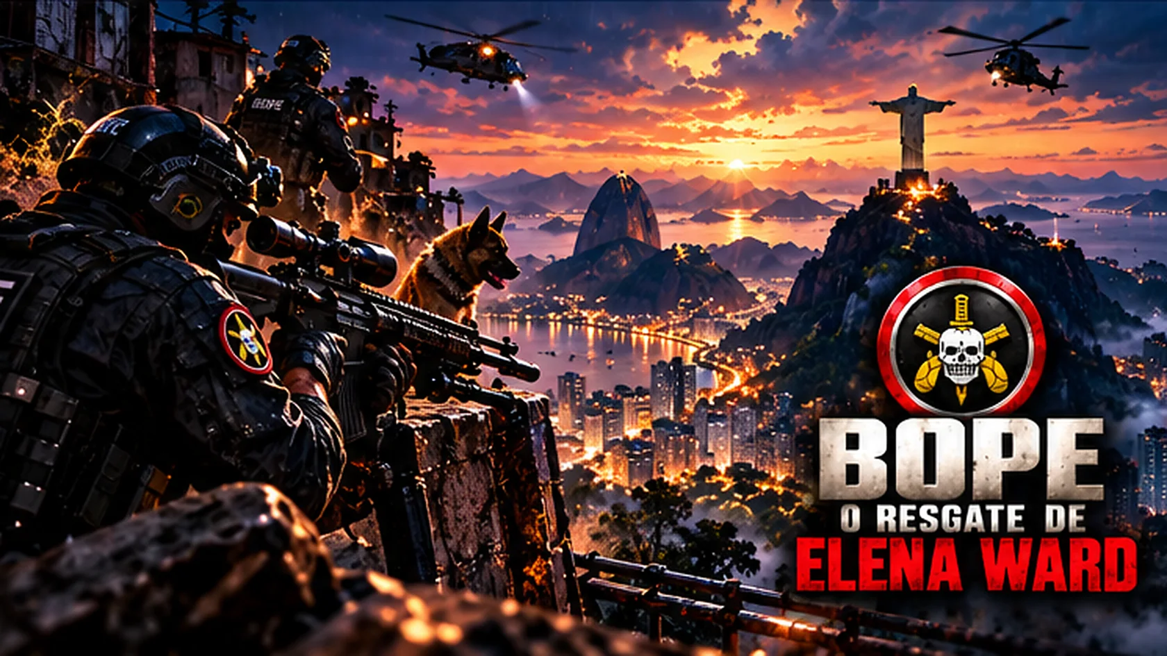 Pôster de BOPE O Resgate de Elena Ward, equipe em ação no Rio de Janeiro